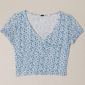 NWOT Blue and White Floral Blouse